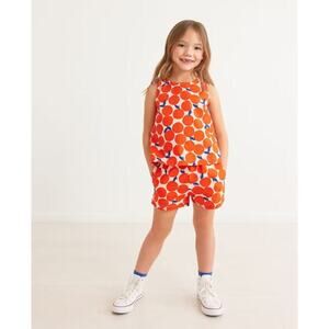 Hanna Andersson Girls Print Cross Back Cotton Poplin Tank Top & Bottom Size 6-7